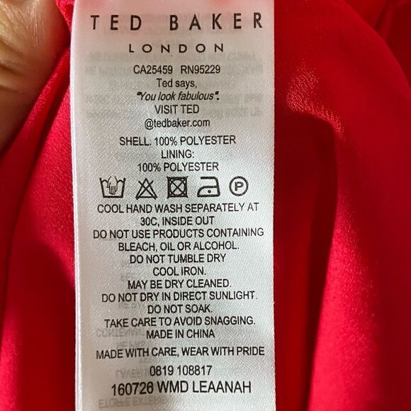 Ted Baker Leaanah Maxi Coral Dress Tank Sleeveless Wrap Size 4 - Picture 14 of 14